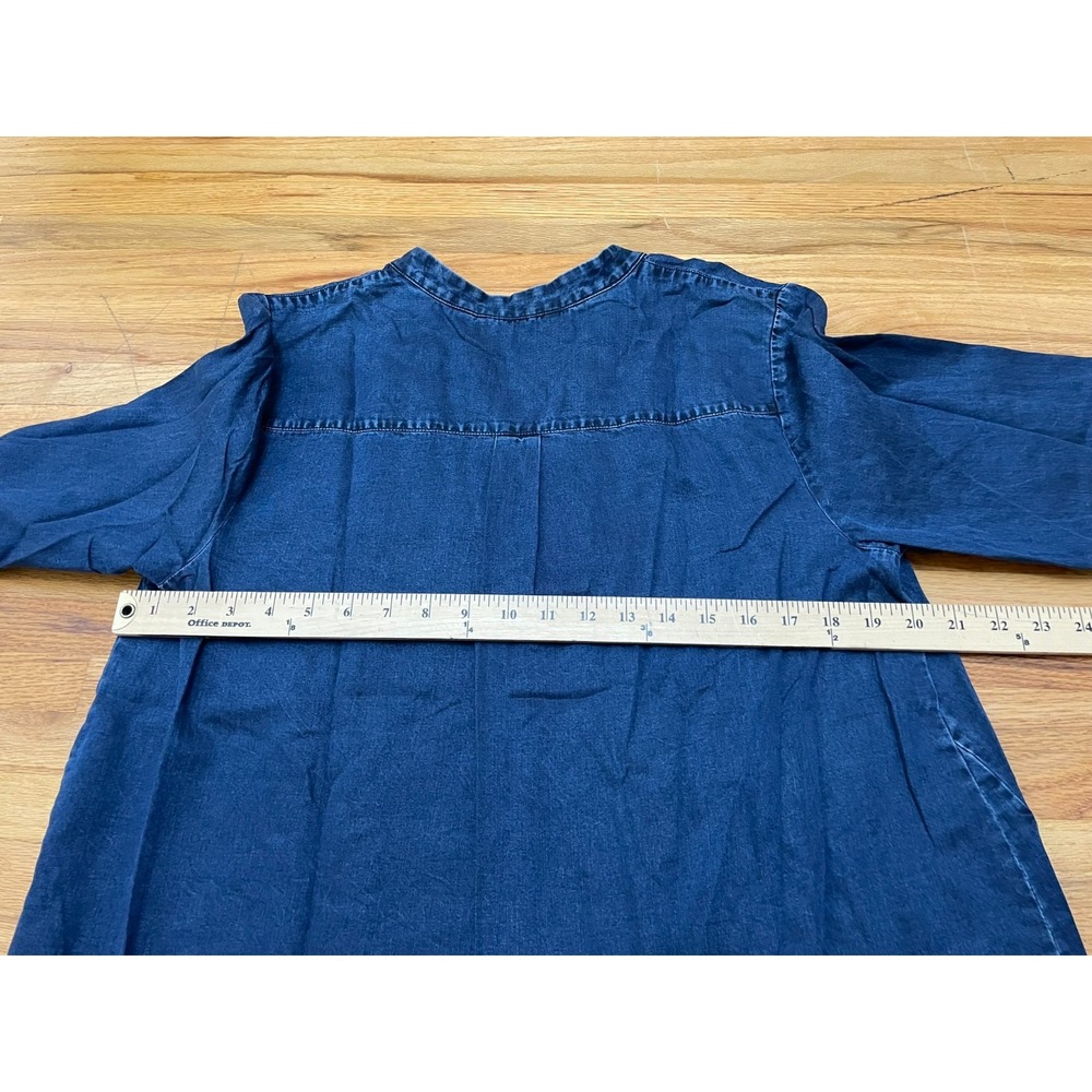 Soft Surroundings Women's PXL Blue Blouse Lyocell Top Denim Boho Chic Casual - Picture 4 of 9